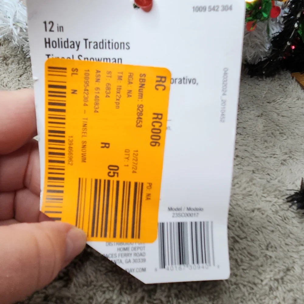 Festive Snowman Decoration with Candy Cane and Tree